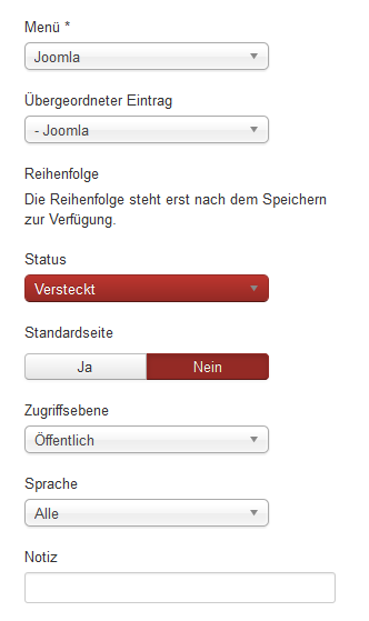 Menüpunkt deaktivieren Menüpunkt deaktivieren